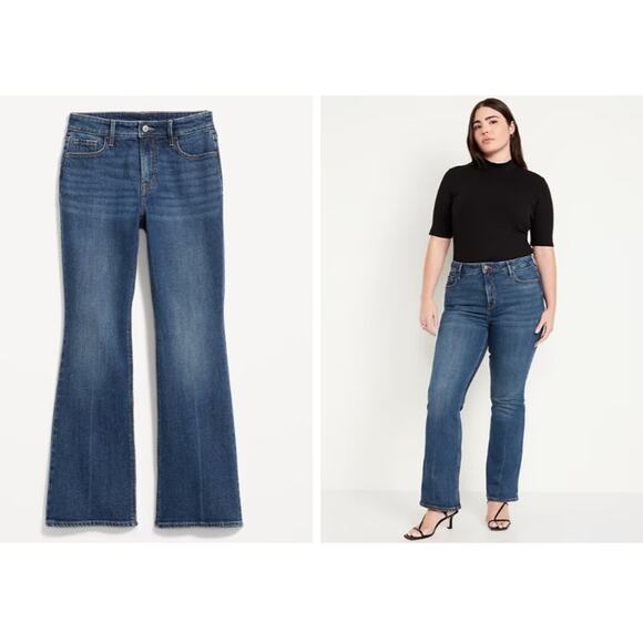 New NWT Old Navy Extra High Rise G Flare Size 14 P Clover Wash - Picture 1 of 11